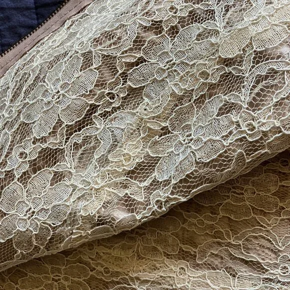 Coldwater Creek Leather Suede Floral Embroidered Zip Vest Lace interior Brwn/Med - Picture 6 of 9